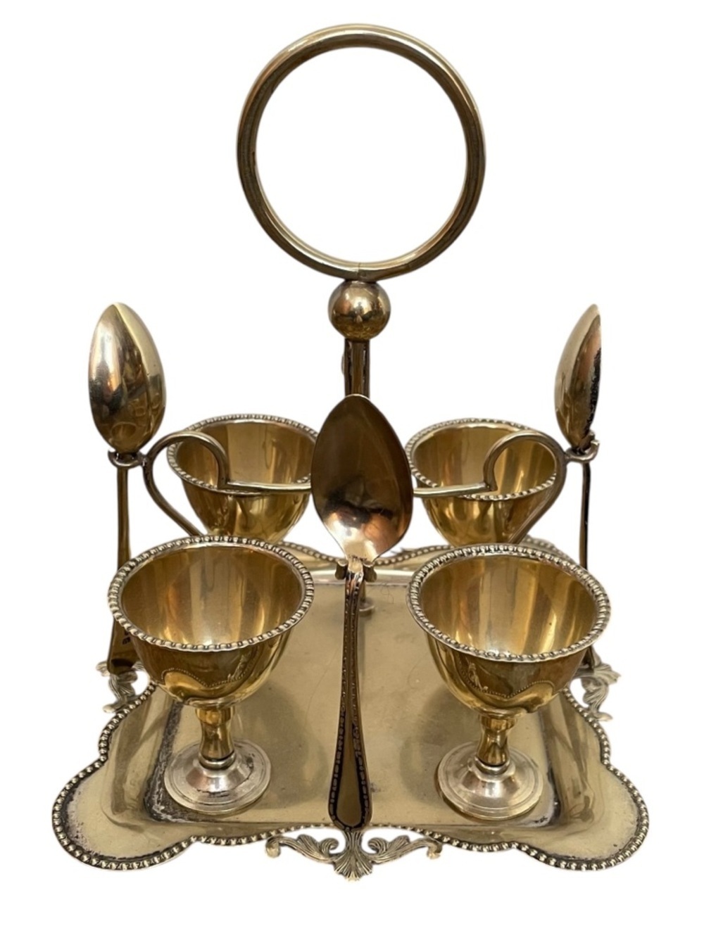 VINTAGE EPNS Edwardian Art Deco silver-plated egg cruet set